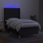 Letto a Molle con Materasso e LED Nero 90x200 cm in Tessuto