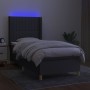 Letto a Molle Materasso e LED Grigio Scuro 80x200 cm in Tessuto