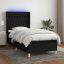 Letto a Molle con Materasso e LED Nero 90x200 cm in Tessuto