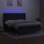 Letto a Molle con Materasso e LED Nero 180x200cm in Tessuto