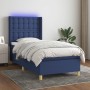 Letto a Molle con Materasso e LED Blu 90x190 cm in Tessuto