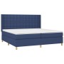 Letto a Molle Materasso e LED Blu 200x200cm in Tessuto