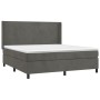 Letto a Molle con Materasso e LED Grigio Scuro 180x200 cm