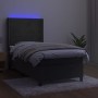 Letto a Molle con Materasso e LED Grigio Scuro 80x200cm Velluto