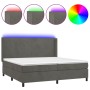 Letto a Molle con Materasso e LED Grigio Scuro 200x200 cm