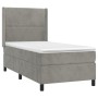 Letto a Molle Materasso e LED Grigio Chiaro 100x200 cm Velluto