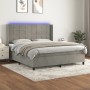 Letto a Molle Materasso e LED Grigio Chiaro 180x200 cm Velluto