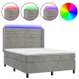 Letto a Molle Materasso e LED Grigio Chiaro 140x190 cm Velluto