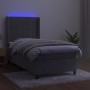 Letto a Molle Materasso e LED Grigio Chiaro 100x200 cm Velluto