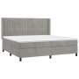 Letto a Molle Materasso e LED Grigio Chiaro 200x200 cm Velluto