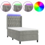 Letto a Molle Materasso e LED Grigio Chiaro 90x190 cm Velluto