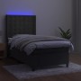 Letto a Molle con Materasso e LED Grigio Scuro 90x190cm Velluto