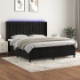 Letto a Molle con Materasso e LED Nero 160x200 cm in Velluto