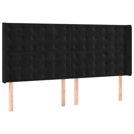 Letto a Molle con Materasso e LED Nero 160x200 cm in Velluto