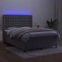 Letto a Molle Materasso e LED Grigio Chiaro 140x200 cm Velluto