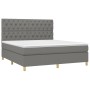 Letto a Molle Materasso e LED Grigio Scuro 160x200cm in Tessuto