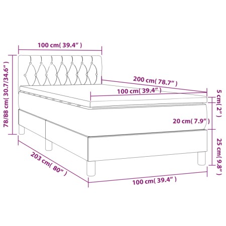 Giroletto a Molle con Materasso Crema 100x200 cm in Tessuto