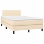 Letto a Molle con Materasso e LED Crema 120x200cm in Tessuto