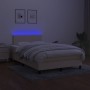 Letto a Molle con Materasso e LED Crema 120x200cm in Tessuto