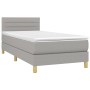 Letto a Molle Materasso e LED Grigio Chiaro 90x190 cm Tessuto