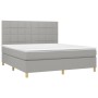 Giroletto a Molle con Materasso Grigio Chiaro160x200 cm Tessuto