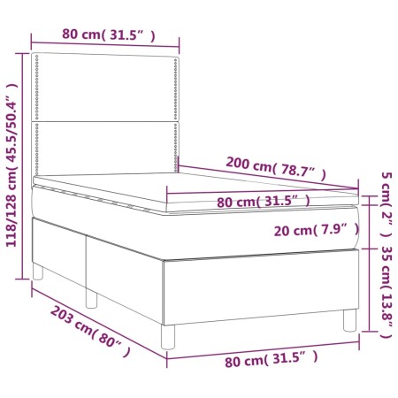 Giroletto a Molle con Materasso Grgio 80x200 cm in Similpelle