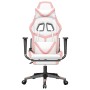 Sedia da Gaming con Poggiapiedi Bianco e Rosa in Similpelle