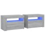 Comodini 2 pz con Luci LED Grigio Sonoma 60x35x40 cm