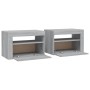 Comodini 2 pz con Luci LED Grigio Sonoma 60x35x40 cm