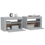 Comodini 2 pz con Luci LED Grigio Sonoma 60x35x40 cm