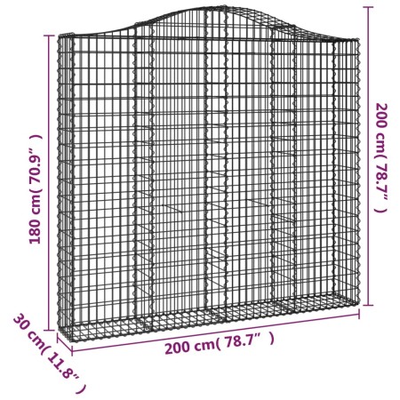 Cesti Gabbioni ad Arco 2 pz 200x30x180/200 cm Ferro Zincato