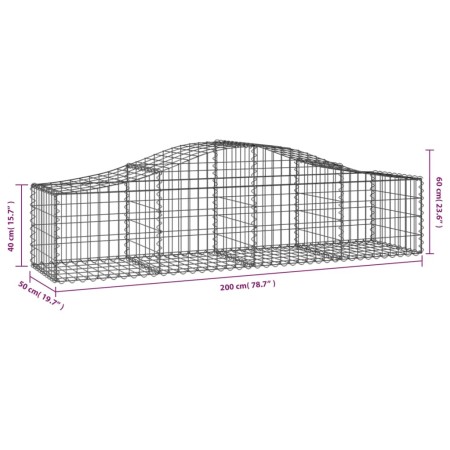 Cesti Gabbioni ad Arco 2 pz 200x50x40/60 cm Ferro Zincato