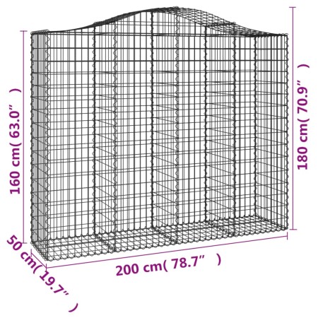 Cesti Gabbioni ad Arco 7 pz 200x50x160/180 cm Ferro Zincato