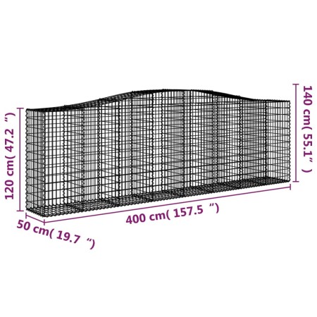 Cesti Gabbioni ad Arco 10 pz 400x50x120/140 cm Ferro Zincato