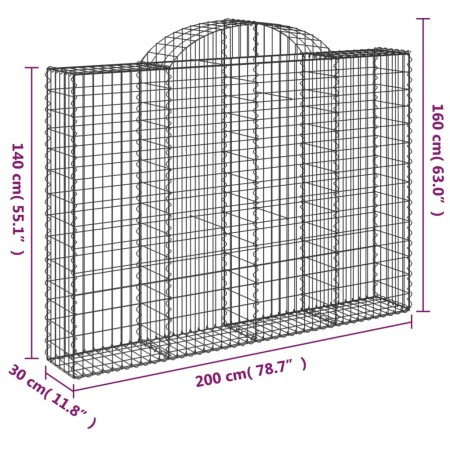 Cesti Gabbioni ad Arco 12 pz 200x30x140/160 cm Ferro Zincato