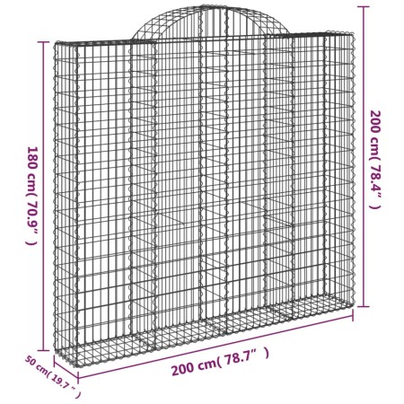 Cesti Gabbioni ad Arco 8 pz 200x50x180/200 cm Ferro Zincato