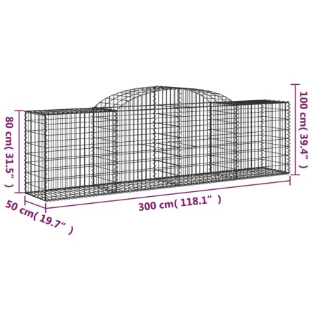 Cesti Gabbioni ad Arco 4 pz 300x50x80/100 cm Ferro Zincato