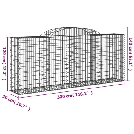 Cesti Gabbioni ad Arco 4 pz 300x50x120/140 cm Ferro Zincato