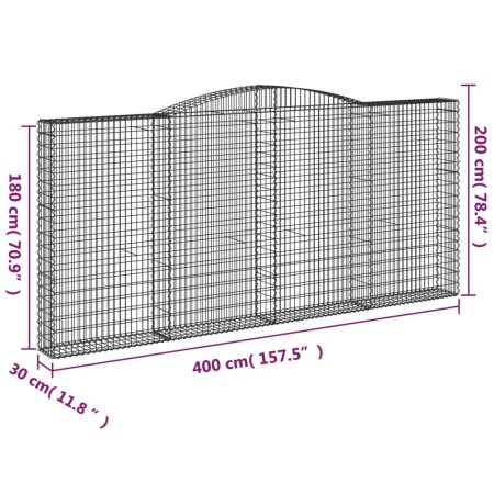 Cesti Gabbioni ad Arco 6 pz 400x30x180/200 cm Ferro Zincato