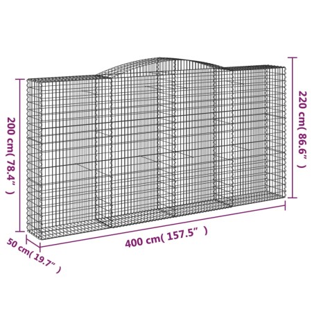 Cesti Gabbioni ad Arco 2 pz 400x50x200/220 cm Ferro Zincato