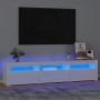 Mobile Porta TV con Luci LED Bianco Lucido 180x35x40 cm