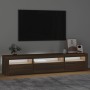 Mobile Porta TV con Luci LED Rovere Marrone 195x35x40 cm