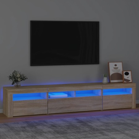 Mobile Porta TV con Luci LED Rovere Sonoma 210x35x40 cm