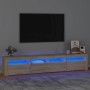 Mobile Porta TV con Luci LED Rovere Sonoma 210x35x40 cm