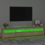 Mobile Porta TV con Luci LED Rovere Sonoma 210x35x40 cm