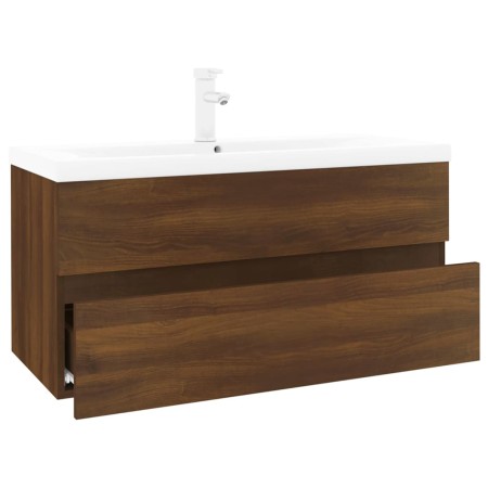 Mobile Bagno Lavabo Integrato Rovere Marrone Legno Multistrato