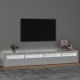 Mobile Porta TV con Luci LED Bianco Lucido 240x35x40 cm