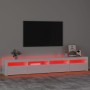 Mobile Porta TV con Luci LED Bianco Lucido 240x35x40 cm