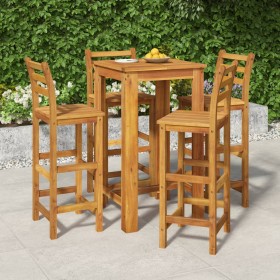 Set da Bar da Giardino 5 pz in Legno Massello di Acacia