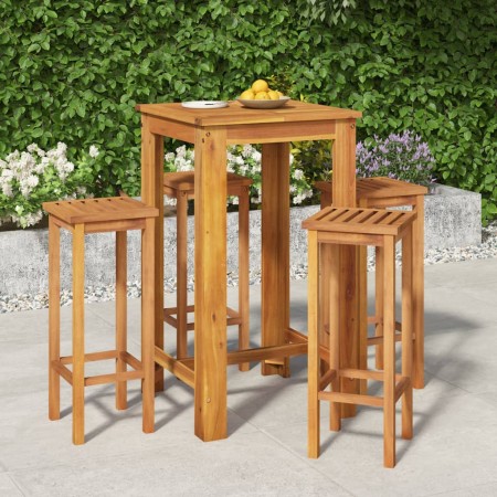 Set da Bar da Giardino 5 pz in Legno Massello di Acacia